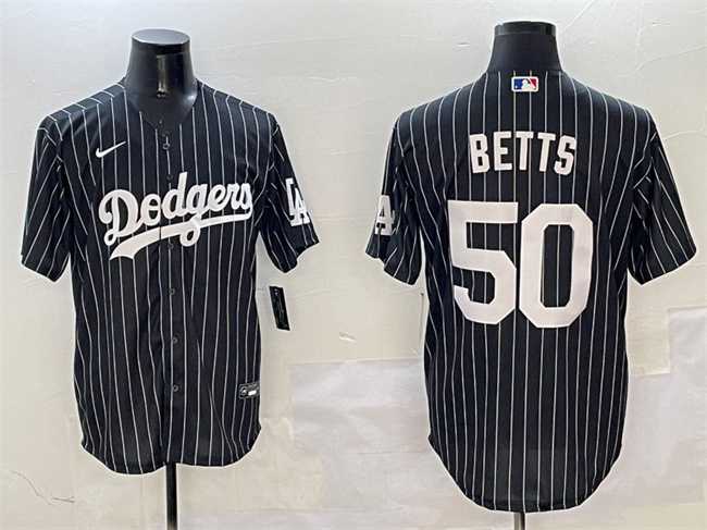 Men%27s Los Angeles Dodgers #50 Mookie Betts Black Cool Base Stitched Jersey->los angeles dodgers->MLB Jersey